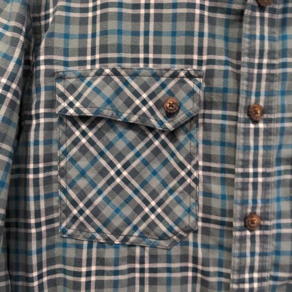 Duluth Mens Free Swingin Wicking Flannel Shirt Size L Blue Button LS Lightweight - Picture 4 of 14